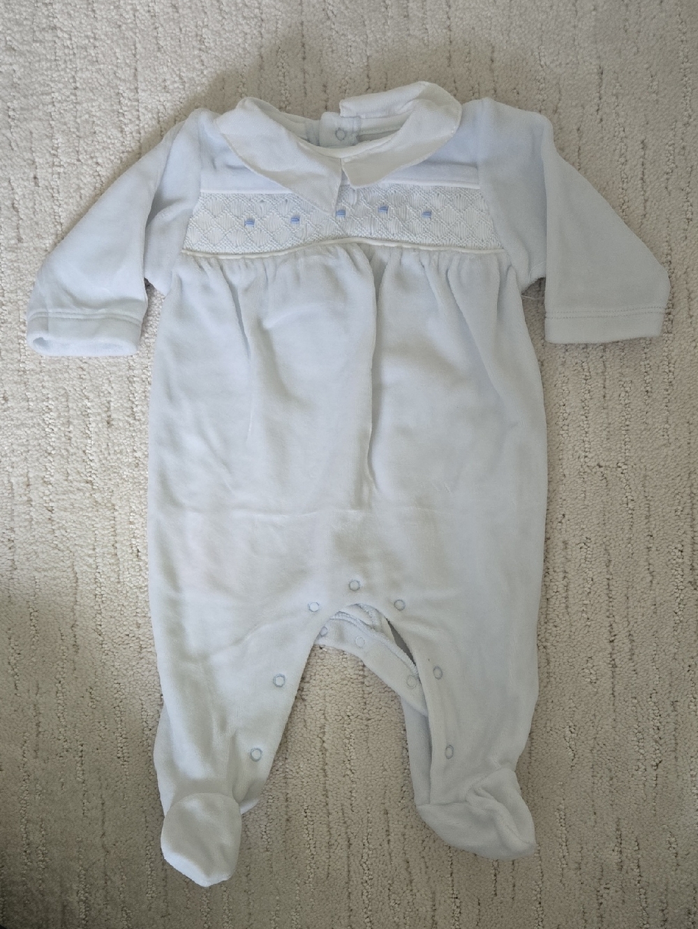 LYDA BABY • Classic Light Blue Footed Baby One-Piece with Peter Pan Collar